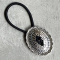Elastico per capelli vintage in lega d'argento con decoro ovale in stile bohémien - Nero