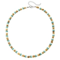 Dettaglio di collana etnica con perline turchesi, crema e marroni con texture naturale - Stile Guscio di Cocco (ZJ13048)