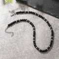 Beaded necklace with matte black onyx and textured lava stone beads in a unisex style - Black Frosted Metal Spacer Style (ZJ10729)