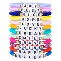 Set de 13 pulseras de arcilla polimérica colorida con cuentas de letras y detalles dorados - Juego de Alfabeto de Arcilla Polimérica (ZJ13045) / Juego de 13