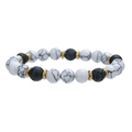 Bracciale elastico con perle di turchese bianco, pietra lavica e dettagli dorati - Stile Turchese Bianco Pietra Lavica (ZJ13697)