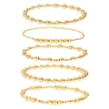 Set de 5 pulseras elásticas de cuentas bañadas en oro de 18K con acabado pulido de espejo - Estilo de Apilamiento de Cuentas Pulidas Doradas (ZJ13458)