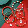 5-piece Christmas bracelet set featuring Santa, snowman, and Noel charms in festive colors - Noel Tag Snowman Bell Christmas Tree Set (ZJ13466)