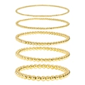 7-piece gold CCB stretch bead bracelets set with various bead sizes in stacked style - Gold Five-layer Sized Bead Style (ZJ13457)