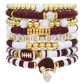 Super Bowl Heishi Perlenarmband Set in Kastanienrot und Weiß mit GAME DAY Perlen - Weinrot Weiß Gold Game Day Set (ZJ13323)