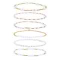 Set of six stretch beaded bracelets featuring gold copper beads and white faux pearls - White Gold Irregular Pearl Style (ZJ13456)