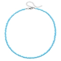 Handmade light blue seed bead necklace with silver lobster clasp and extender chain - Light Blue Simple Beaded Style (ZJ12741)