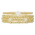 Set de pulseras doradas de cuatro capas con cruz blanca y perlas de imitación chic - Estilo de Apilamiento de Perlas y Cruz Dorada (ZJ13233)