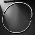 Hip hop pearl and silver bead necklace featuring a polished chrome finish and large lobster clasp - Silver Bead Patchwork Style (ZJ13662)