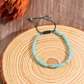 Adjustable woven bracelet with blue amazonite stone beads and gold metal spacers - Amazonite Blue Beaded Bracelet (ZJ13523)
