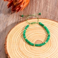 Adjustable green natural stone beaded bracelet with golden spacers and woven cord - Forest Green Beaded Bracelet (ZJ13526)
