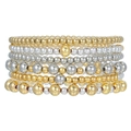 Layered gold and silver CCB beaded bracelets set with various bead sizes and elastic fit - Gold Silver Six-layer Round Bead Style (ZJ13239)