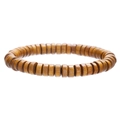 Elastische kralenarmband met natuurlijke honingkleurige houten schijfkralen en houtnerf - Lichtbruine Stijl (ZJ13745)