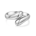 Polished silver irregular serpent open bangle with minimalist mirror finish and hinge - Silver Chunky Teardrop Style (ZJ13834)