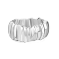 Close-up of silver ring featuring liquid metal texture and high-polish finish - Silver Liquid Metal Texture Ring (ZJ13832)