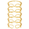 6-piece gold Egyptian Ankh cross bangle set for women with adjustable open metal design - Minimalist Geometric Hollow Gold Style (ZJ13864)