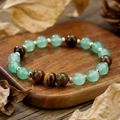 Bracciale in pietra naturale con perline di avventurina verde e occhio di tigre - Stile Distanziatore Dorato Occhio di Tigre Avventurina (ZJ13498)
