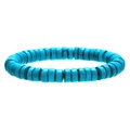 Elastische kralenarmband met helderblauwe platte cilindrische houten kralen in mat effect - Blauwe Stijl (ZJ13744)