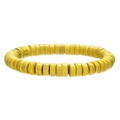 Elastische kralenarmband met levendige gele schijfvormige houten kralen voor dames - Helgeel Stijl (ZJ13747)