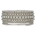 Detail view of multi-layer silver beaded bracelet with polished metallic finish and solid bar - Silver Six-layer Tube Decor Style (ZJ13858)