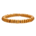 Pulsera elástica minimalista de cuentas de madera planas en color marrón amarillento natural - Estilo Madera Natural (ZJ13748)