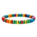 Pulsera artesanal de cuentas de madera coloridas con diseño elástico vibrante y único - Estilo Multicolor (ZJ13749)