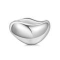 Polished silver irregular geometric metal bangle with spring clasp and heart-shaped curves - Silver Streamlined Tray Design (ZJ13971)