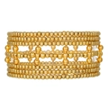 Chic multi-row golden beaded stretch bracelet with cross geometric hollow pattern design - Multi-layer Hollow Cross Style (ZJ13957)