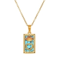 Vintage gold stainless steel necklace with blue stone The Empress tarot card pendant - Blue Empress Style (ZJ13940)