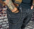 Catena per pantaloni retrò street style con perle nere opache e distanziali in metallo - Stile Nero Smerigliato (ZJ14025)