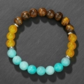 Bracciale fatto a mano con occhio di tigre, agata gialla e perline di pietra blu - Stile Distanziatore Argentato Agata Occhio di Tigre (ZJ14065)