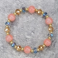 Handgemaakte boho-kralenarmband met veelkleurige halfedelstenen en gouden tussenkralen - Oranje Bruin Geslepen Kristal (ZJ14101)