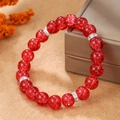 Rode kraak-kristallen kralenarmband met zilveren strass-tussenstukken op sieradendoos - Rode Crackle Kristal Strass Tussenstuk Stijl (ZJ14011)
