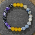 Boheems kralenarmband met paarse agaat, amber glas en blauwe stenen accenten - Kleurrijke Erts Boheems (ZJ14070)