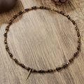 Bohemian kralenketting met houten kralen en een gouden spike hanger voor heren - Gouden Spike Hanger Houten Kralen Stijl (ZJ14196)
