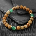 Handgemaakte herenarmband van natuursteen kralen met groene accenten en goud - Aventurijn Accent Stijl (ZJ13967)
