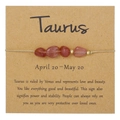 Taurus constellation wish bracelet with red natural stones on kraft paper card - Taurus Bracelet (ZJ13257)