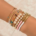 7-piece Bohemian stackable beaded bracelet set with gold tubes and colorful charms - Seven-piece Colorful Gold Style (ZJ16057)