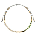 Detail van verstelbare boho kralenarmband met natuursteen en gouden kralen - Grijs Touw Veelkleurige Gefacetteerde Kraal Stijl (ZJ15106)