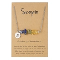 Scorpio zodiac necklace with silver chain, engraved round pendant and natural stones - Scorpio (ZJ13731)