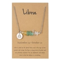 Libra constellation necklace with silver chain, natural stones and zodiac pendant on card - Libra (ZJ13732)