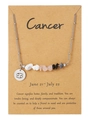 Collier signe Cancer argenté avec pierres naturelles sur carte cadeau artisanale - Cancer (ZJ13734)