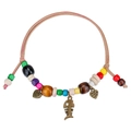 Bohemian adjustable double-layer wood bead pet necklace with heart and dog bone pendants - Bohemian Multicolor Wood Bead Style (ZJ14386)