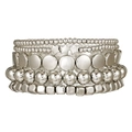 Conjunto detallado de cinco pulseras de cuentas plateadas con estrellas y texturas pulidas - Plata 5 Capas Estrella (ZJ14377)