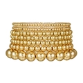 Detalle de pulseras de cuentas doradas mostrando capas metálicas pulidas y cuentas redondas - Oro 8 Capas Cuenta Redonda (ZJ14378)