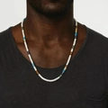 Bohemian men's coconut husk necklace featuring multi-color wooden beads on white base - Simple Multicolor Beaded Necklace (ZJ15697)