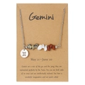 Gemini constellation necklace with natural stones on a kraft card display - Gemini (ZJ13740)