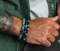 Energie-Stein Armband-Set für Herren mit schwarzen Hämatit- und grünen Türkisperlen - Afrikanischer Türkis und Schwarz Matt Perlenstil (ZJ14266)