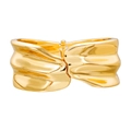 Chic hip-hop gold wide cuff bracelet with irregular pleated wave design and mirror finish - Gold Pleated Wave Style (ZJ14411)