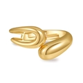 Minimalist irregular gold wavy open bangle with asymmetric droplet and polished finish - Gold Asymmetrical Teardrop Style (ZJ13972)